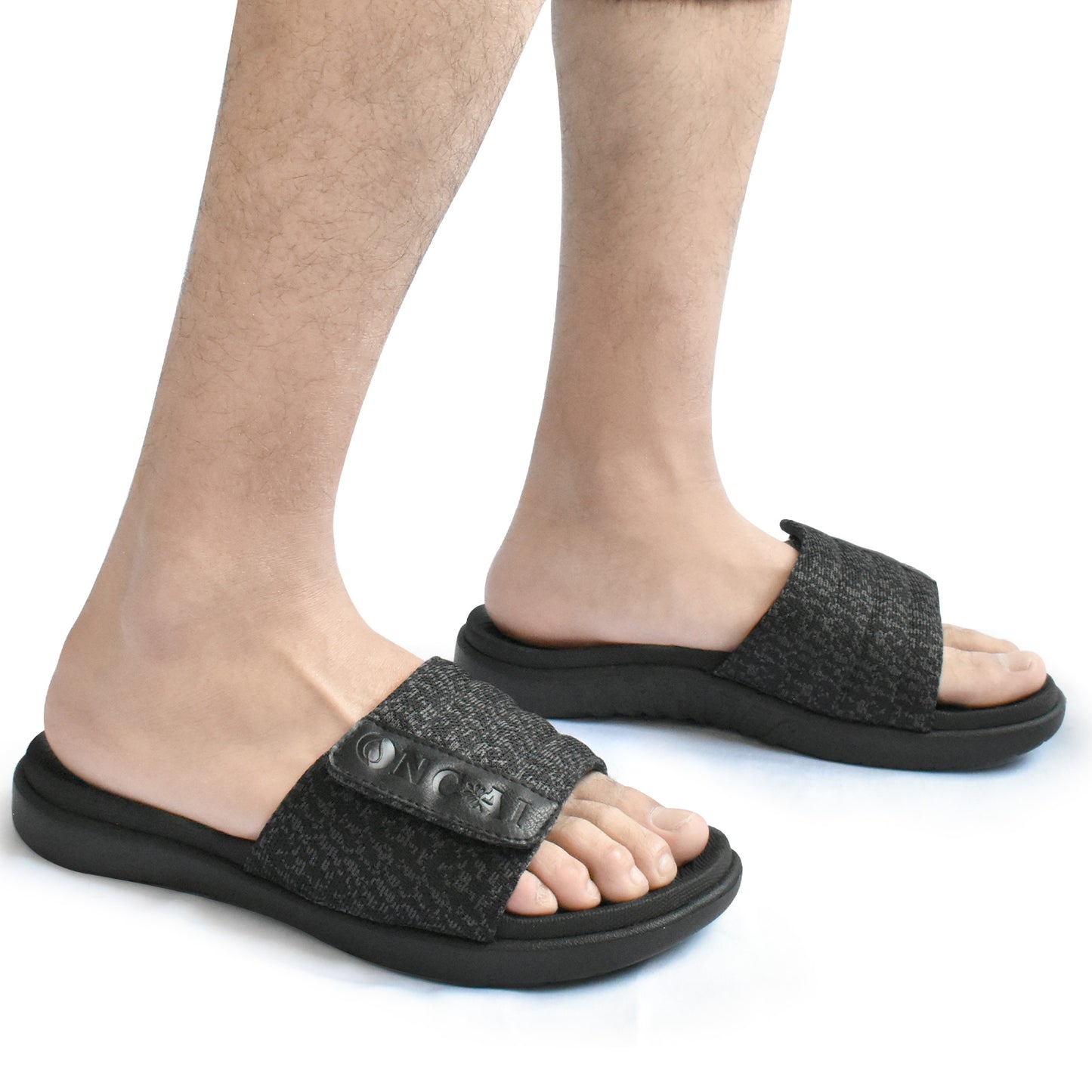 Mens Slide Sandals Open Toe Athletic Adjustable Straps Orthotic Plantar Fasciitis Sport Sandals with Soft Comfy Arch Support Footbed