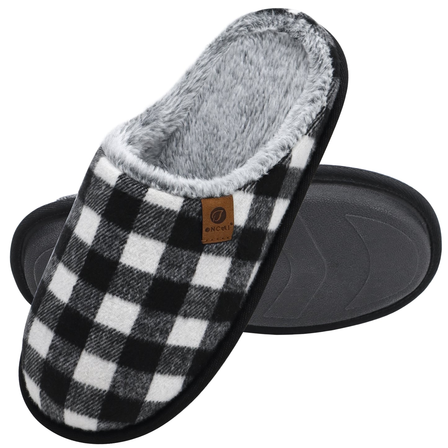 Mens Cozy Memory Foam Scuff Slippers Slip On Warm House Shoes Indoor/Outdoor With Best Arch Support