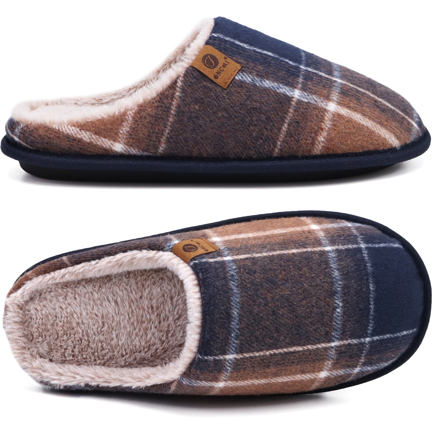 Mens Cozy Memory Foam Scuff Slippers Slip On Warm House Shoes Indoor/Outdoor With Best Arch Support