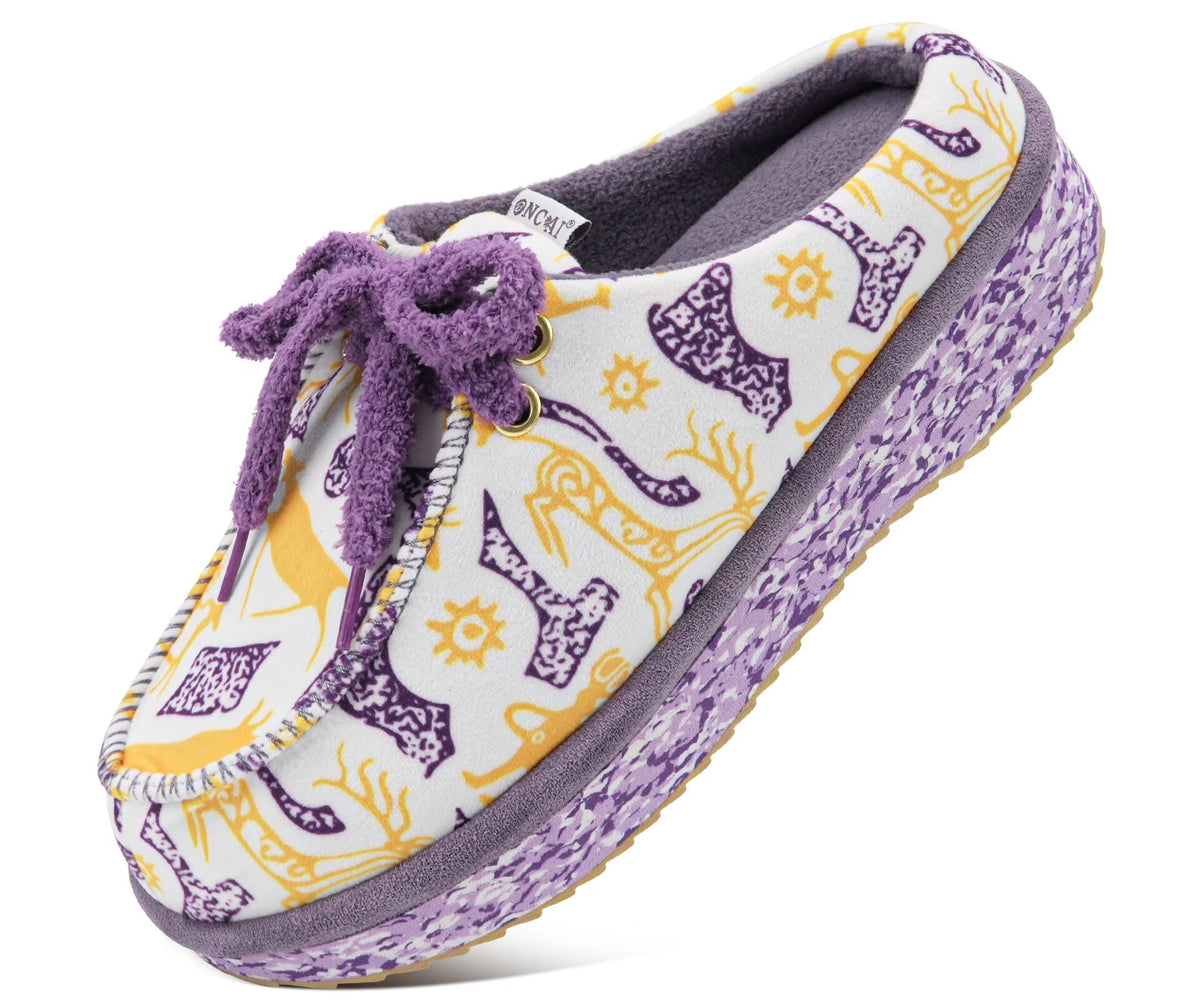 ONCAI Womens Slippers Memory Foam Cozy Fleece Winter Warm House Shoes Fluffy Polar Plush Lace Up Mule Non Slip Indoor Outdoor Thick Rubber Sole US 5-12