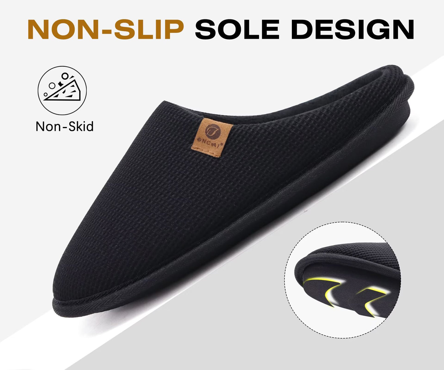 ONCAI Men's House Slippers, Cushion Memory Foam Shake Fleece and Man House Shoes with Faux Fur Lining and Indoor Outdoor Rubber Soles US Size 7-15