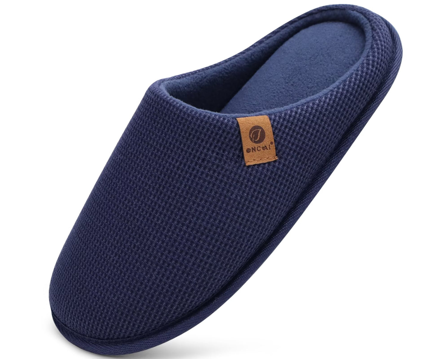 ONCAI Men's House Slippers, Cushion Memory Foam Shake Fleece and Man House Shoes with Faux Fur Lining and Indoor Outdoor Rubber Soles US Size 7-15