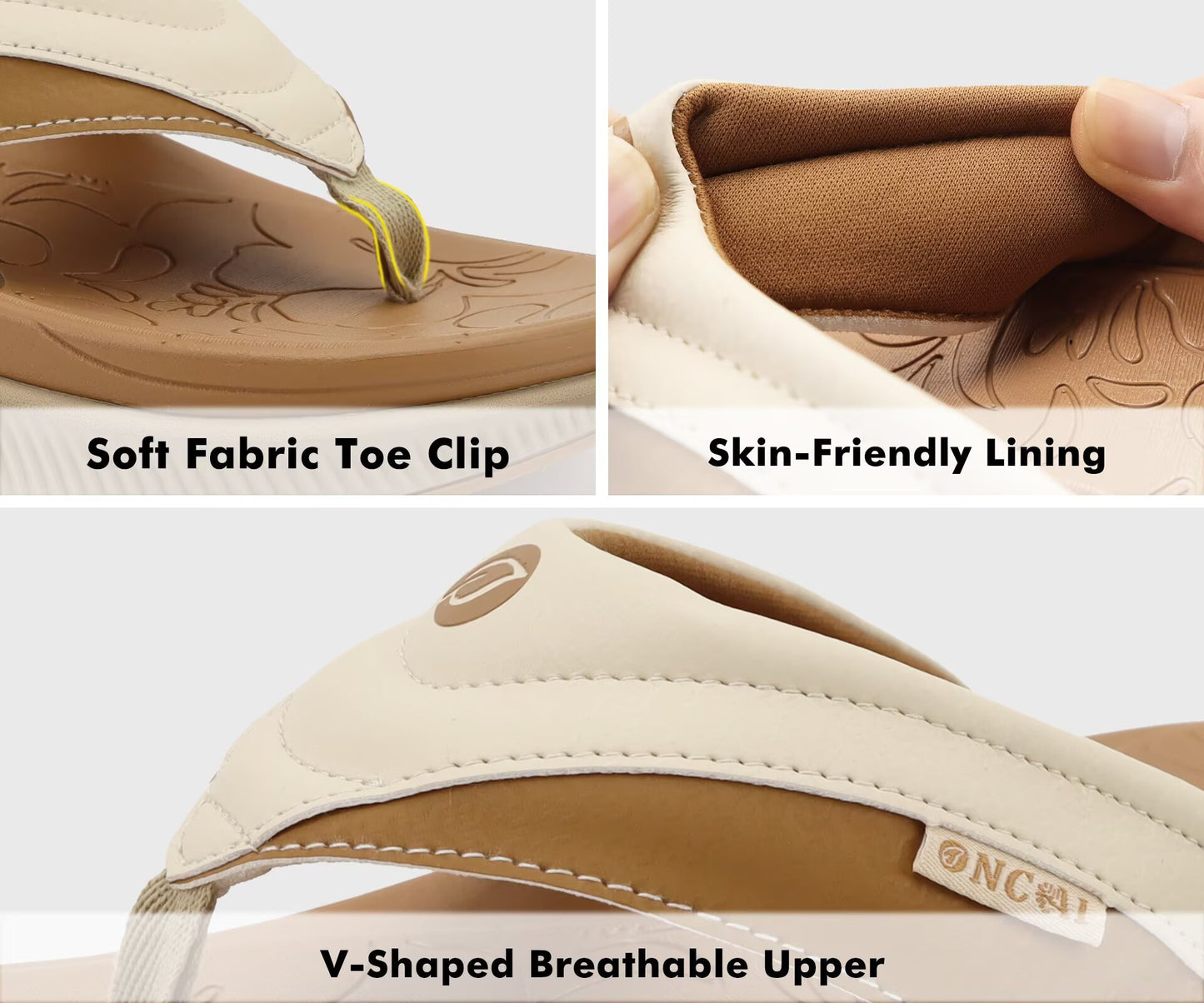 ONCAI Women's Orthotic Flip Flops Recovery Walking Sandals for Women with Arch Support for Plantar Fasciitis Summer Comfortable Cushion Platform Slip-On Indoor Outdoor Size 6-12