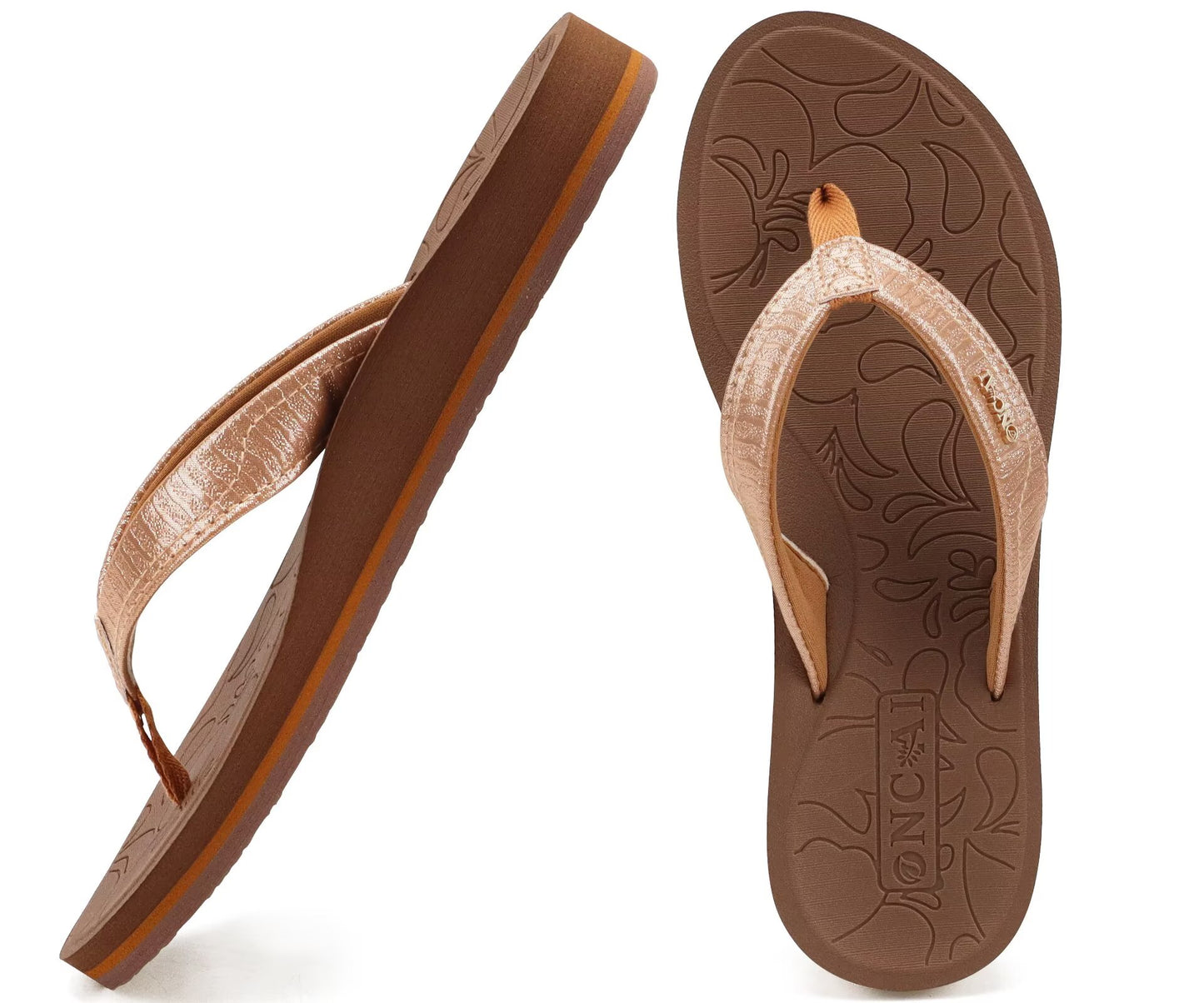ONCAI Women's Flip Flops Comfortable Summer Beach Thong Sandals for Women with Cushion Walking Arch Support Yoga Mat Indoor Outdoor Soles