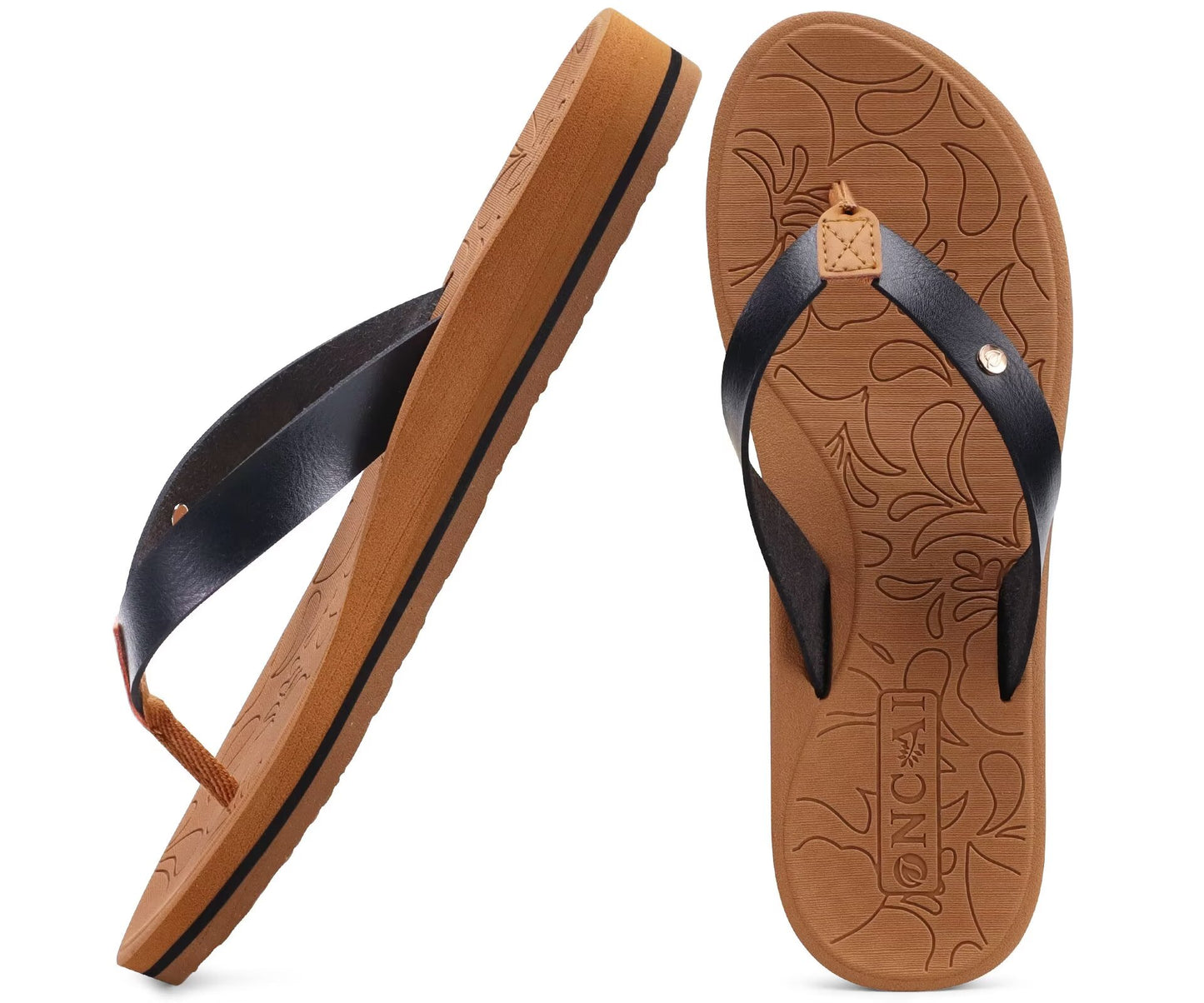 ONCAI Women's Flip Flops with Rhinestone, Arch Support Yoga Mat Comfort Walking Summer Beach Thong Sandals with Orthopedic Plantar Fasciitis Rubber Soles