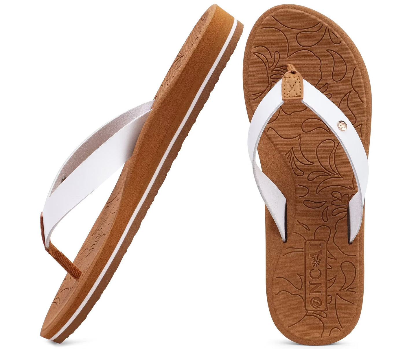 ONCAI Women's Flip Flops with Rhinestone, Arch Support Yoga Mat Comfort Walking Summer Beach Thong Sandals with Orthopedic Plantar Fasciitis Rubber Soles