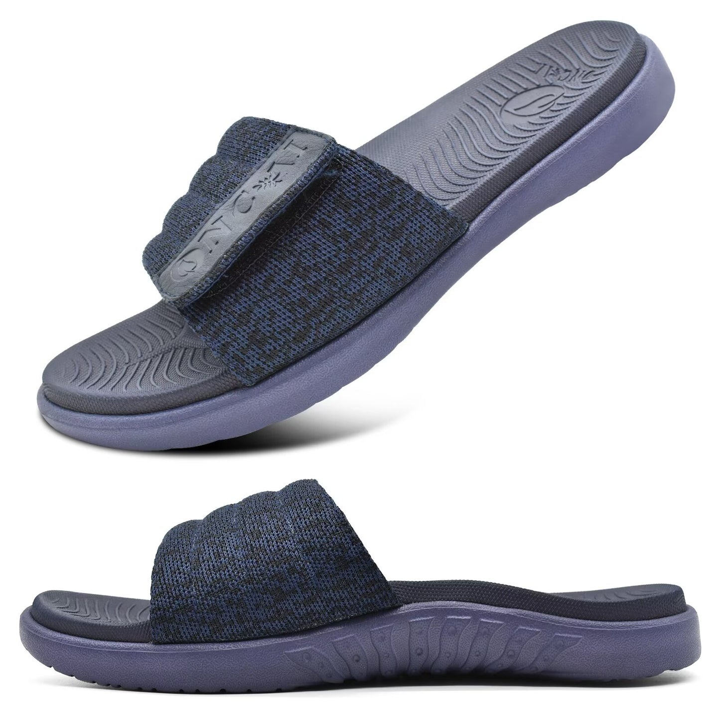 ONCAI Mens Slide Sandals Open Toe Athletic Adjustable Straps Orthotic Plantar Fasciitis Sport Sandals with Soft Comfy Arch Support Footbed Size 7.5-15
