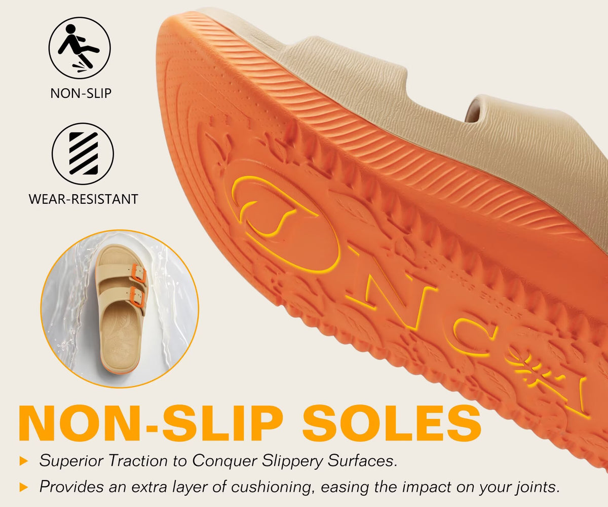 ONCAI Womens Recovery Sandals with Arch Support Plantar Fasciitis Orthotic Adjustable Buckle Open Toe Thick Cushion Outdoor Girls Sport Slides Athletic Summer Comfortable Rubber Soles Size US 6-11
