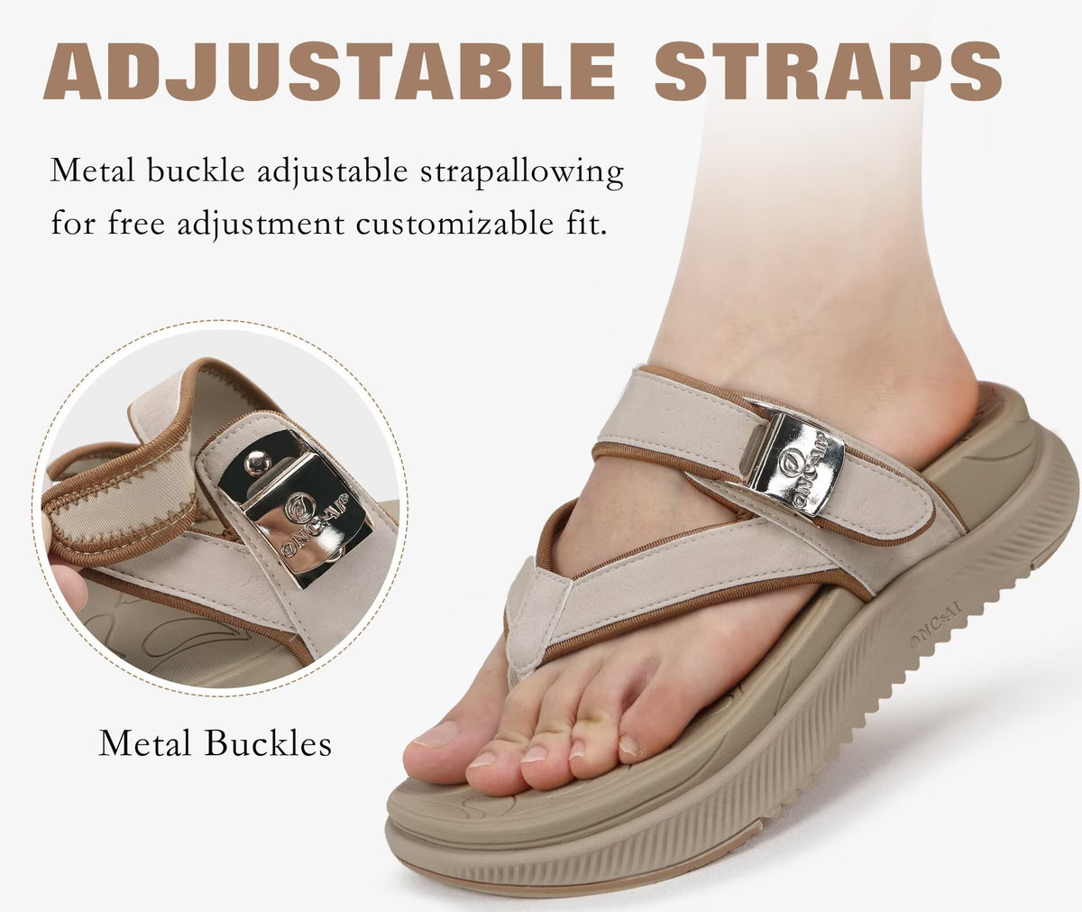 ONCAI Women¡¯s Platform Flip Flops with Arch Support Summer Beach Dressy Trendy Walking Sandals and Thick Outdoor Rubber Soles Size 6-12