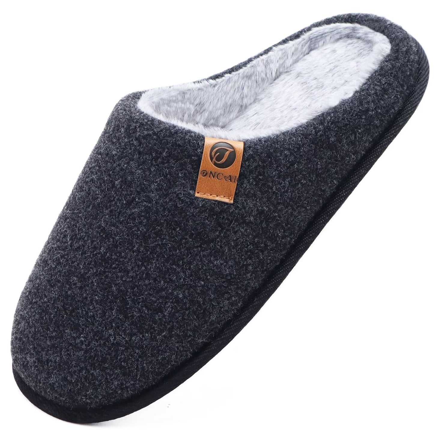 ONCAI Men's House Slippers Memory Foam Cotton-blend Slip-On Pantuflas Hombres Warm Cozy Scuff Home Bedroom Shoes Indoor/Outdoor Washable Rubber Soles