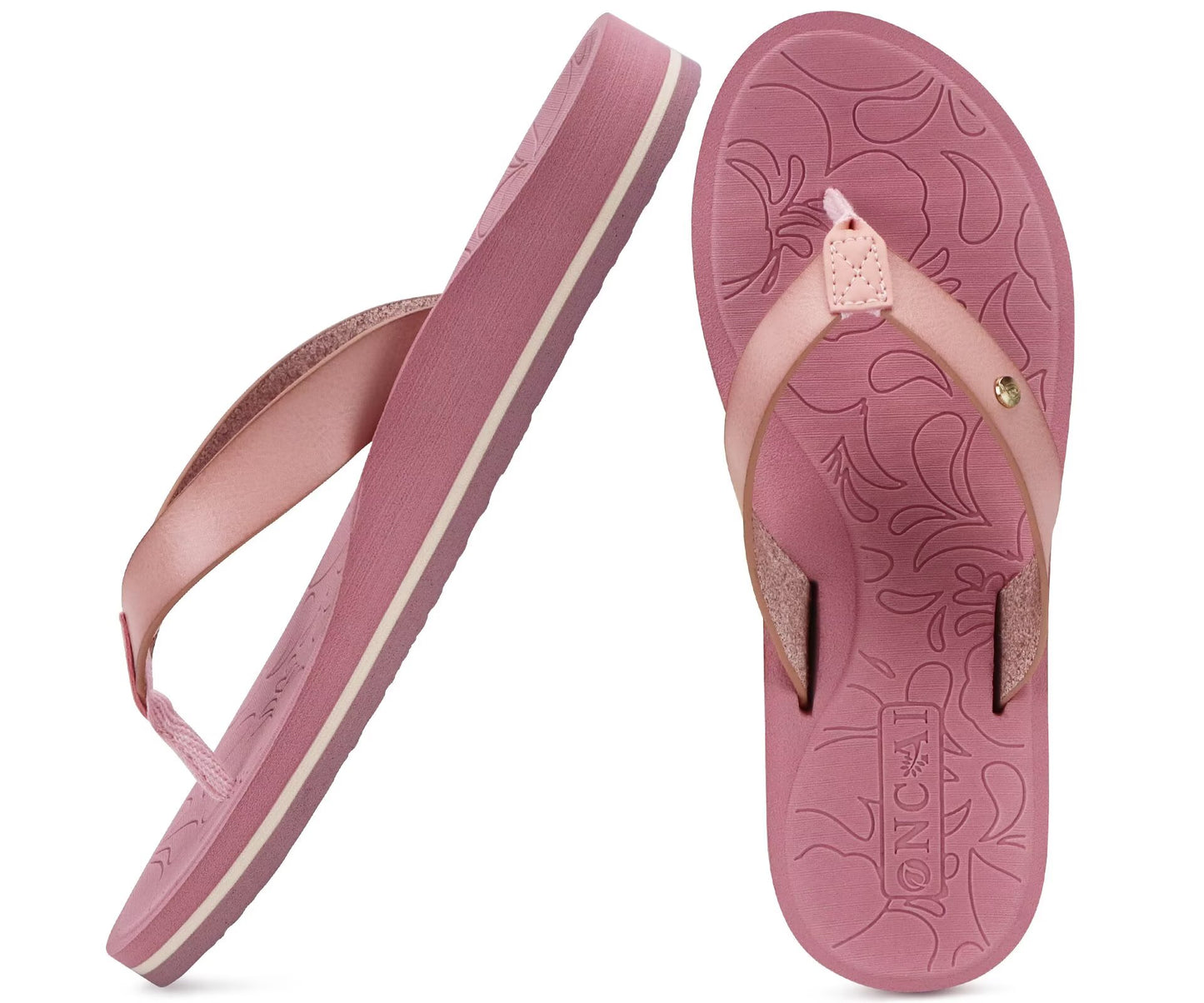 ONCAI Women's Flip Flops with Rhinestone, Arch Support Yoga Mat Comfort Walking Summer Beach Thong Sandals with Orthopedic Plantar Fasciitis Rubber Soles