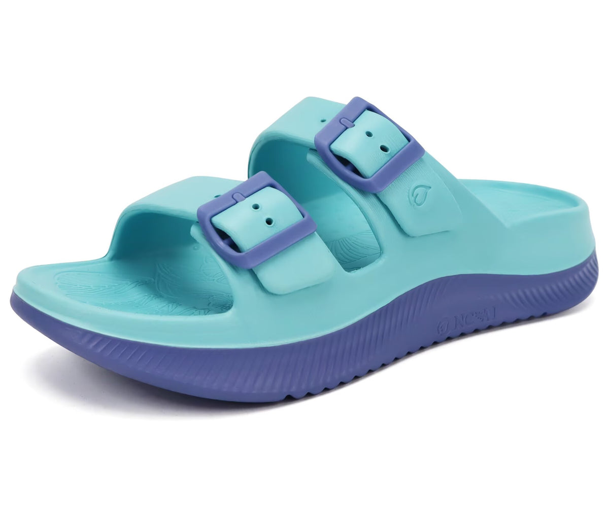 ONCAI Womens Recovery Sandals with Arch Support Plantar Fasciitis Orthotic Adjustable Buckle Open Toe Thick Cushion Outdoor Girls Sport Slides Athletic Summer Comfortable Rubber Soles Size US 6-11