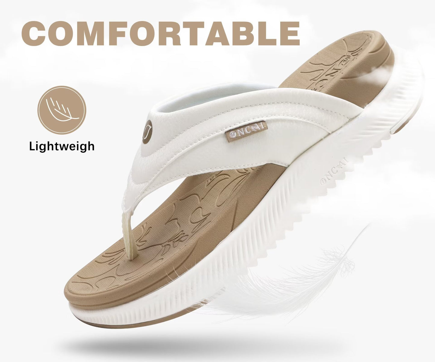 ONCAI Women's Orthotic Cushion Flip Flops Recovery Walking Sandals for Women with Arch Support Summer Comfortable Slip On Flip Flops for Womans Size 6-12