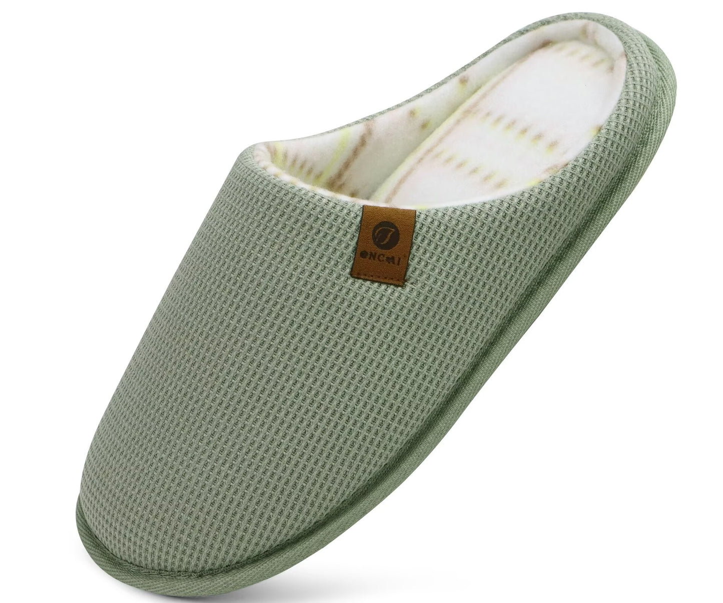 ONCAI Men's House Slippers, Cushion Memory Foam Shake Fleece and Man House Shoes with Faux Fur Lining and Indoor Outdoor Rubber Soles US Size 7-15
