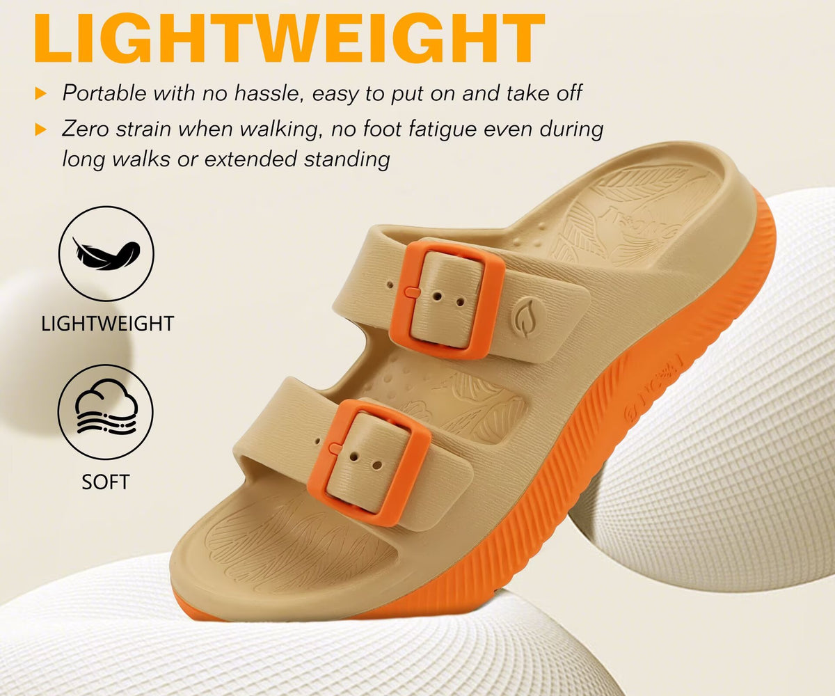ONCAI Womens Recovery Sandals with Arch Support Plantar Fasciitis Orthotic Adjustable Buckle Open Toe Thick Cushion Outdoor Girls Sport Slides Athletic Summer Comfortable Rubber Soles Size US 6-11