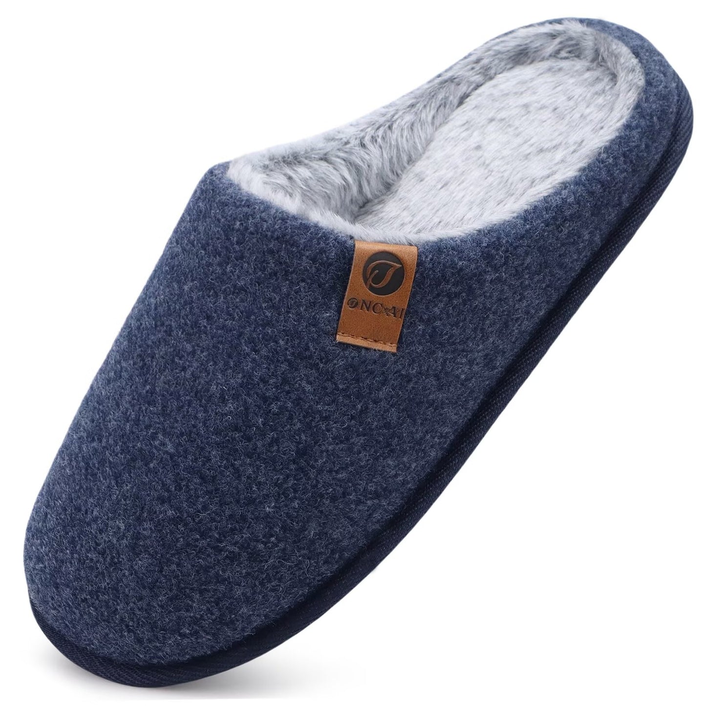 ONCAI Men's House Slippers Memory Foam Cotton-blend Slip-On Pantuflas Hombres Warm Cozy Scuff Home Bedroom Shoes Indoor/Outdoor Washable Rubber Soles