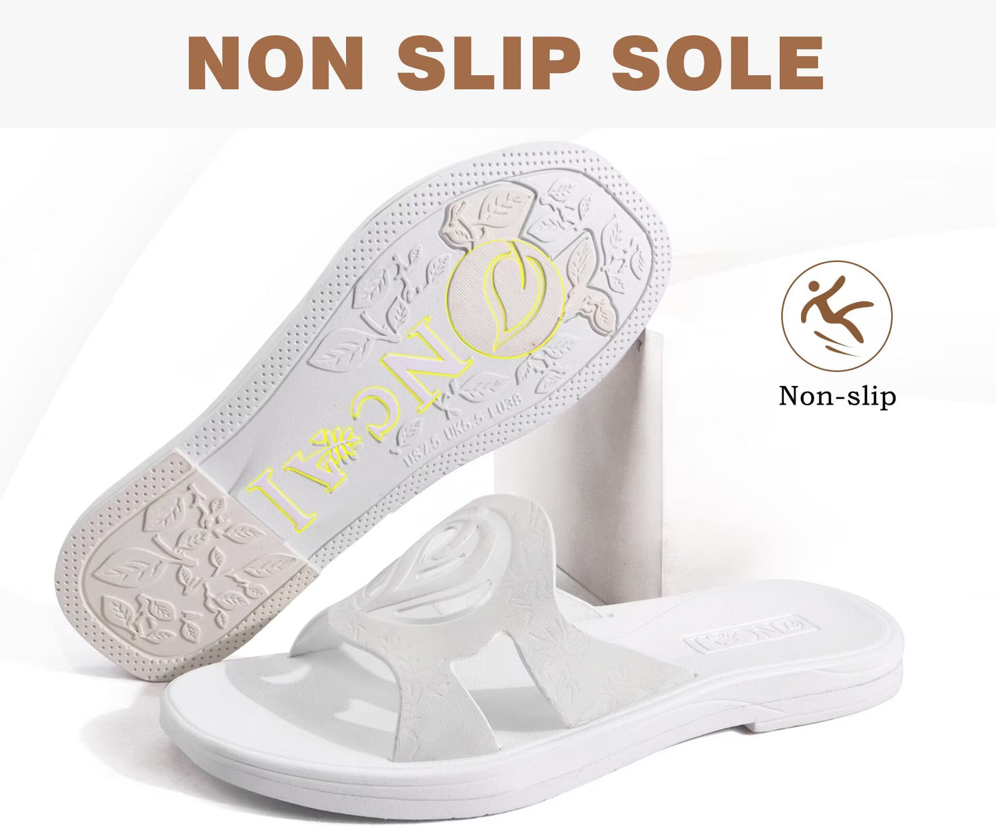 ONCAI Women's Flat Sandals Fashion Summer Dressy Sandals Casual Beach Flat Sandal For Woman Square Toe Comfortable Cushion Footbed Slip On Ladies Slides Women Size 6-11