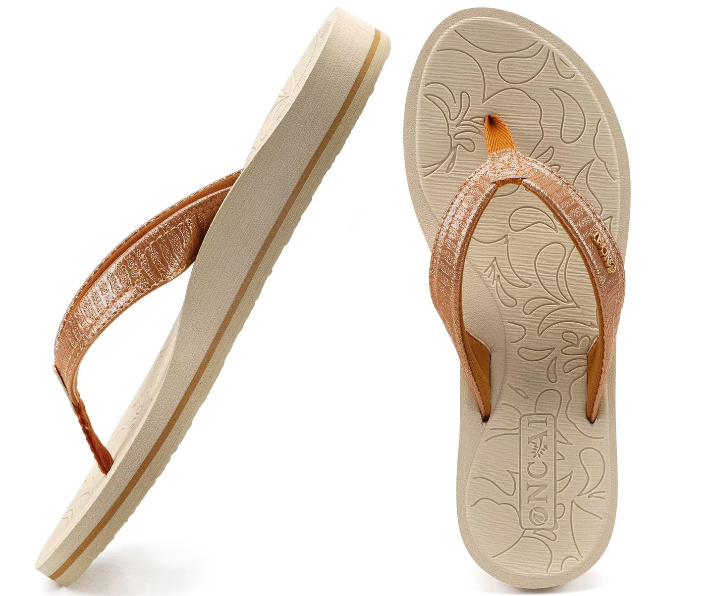 ONCAI Women's Flip Flops Comfortable Summer Beach Thong Sandals for Women with Cushion Walking Arch Support Yoga Mat Indoor Outdoor Soles