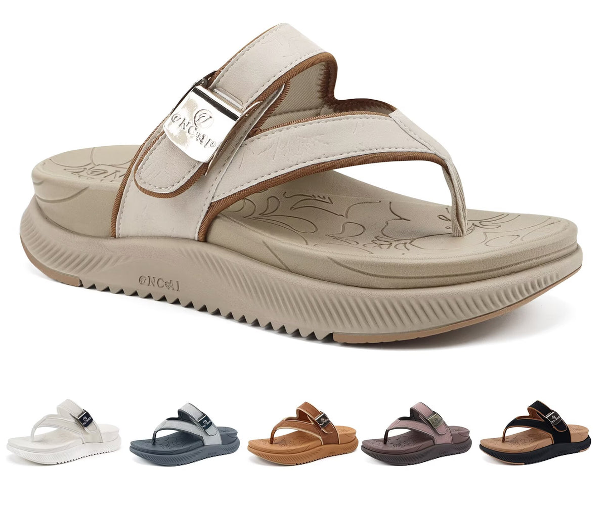 ONCAI Women¡¯s Platform Flip Flops with Arch Support Summer Beach Dressy Trendy Walking Sandals and Thick Outdoor Rubber Soles Size 6-12