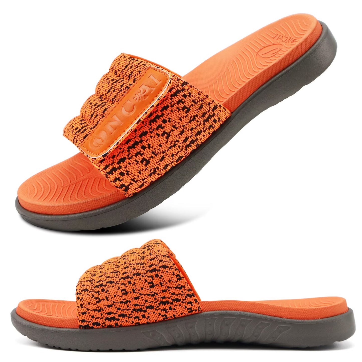 ONCAI Mens Slide Sandals Open Toe Athletic Adjustable Straps Orthotic Plantar Fasciitis Sport Sandals with Soft Comfy Arch Support Footbed Size 7.5-15