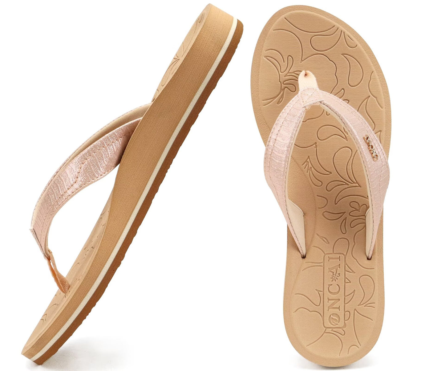 ONCAI Women's Flip Flops Comfortable Summer Beach Thong Sandals for Women 2025 with Cushion Walking Arch Support Yoga Mat Indoor Outdoor Soles
