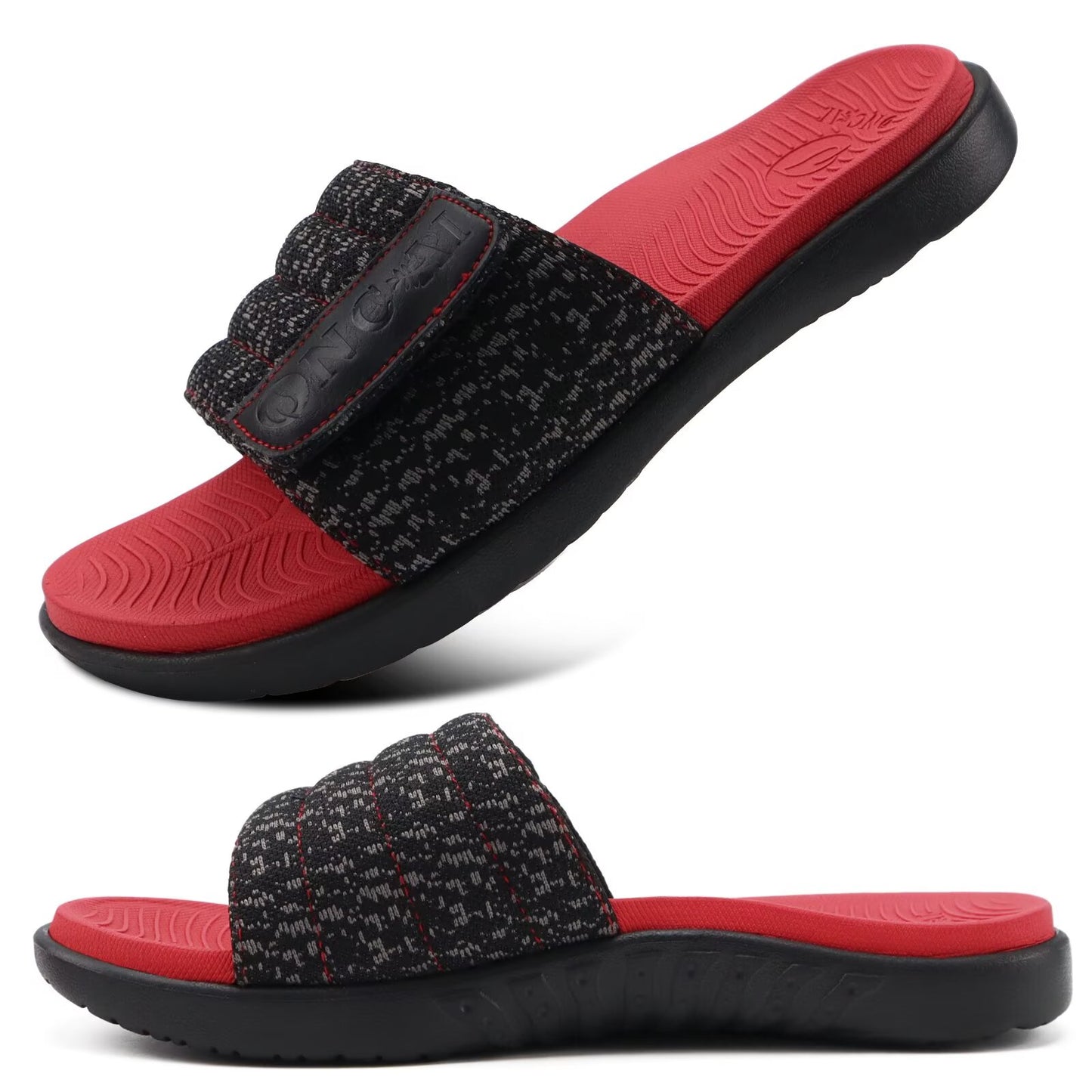 ONCAI Mens Slide Sandals Open Toe Athletic Adjustable Straps Orthotic Plantar Fasciitis Sport Sandals with Soft Comfy Arch Support Footbed Size 7.5-15
