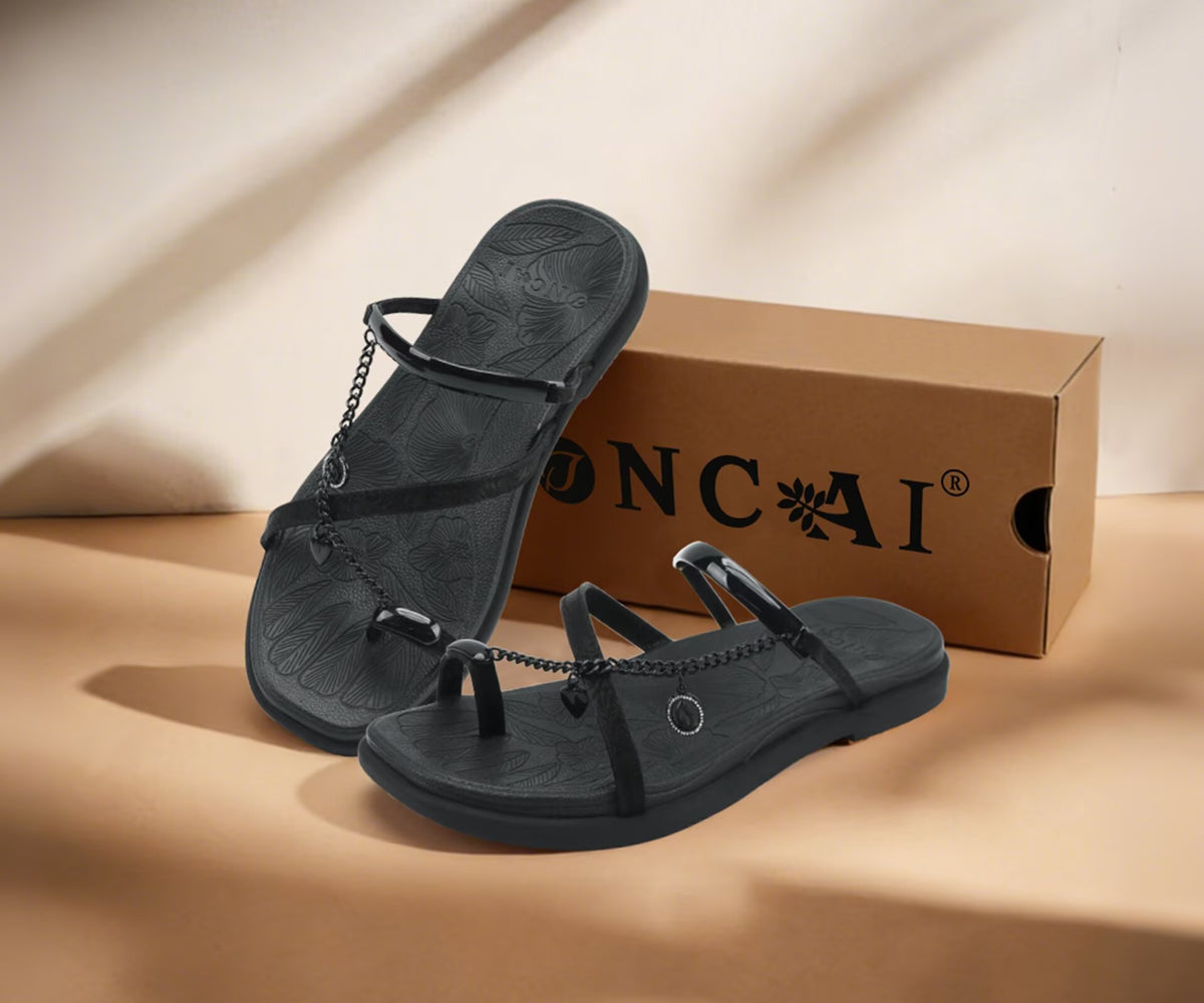 ONCAI Women's Flat Sandals Toe-loop Strappy Square Open Toe Slip on Fashion Dressy Slide Sandal for Woman 2026 Summer Casual Comfortable Beach Lightweight Outdoor Slides Shoes