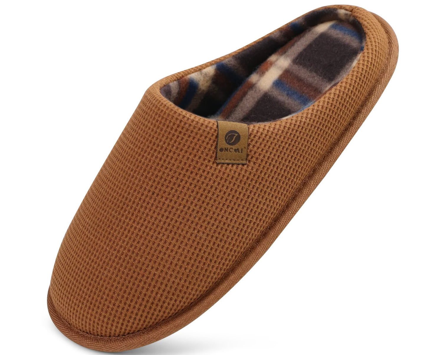 ONCAI Men's House Slippers, Cushion Memory Foam Shake Fleece and Man House Shoes with Faux Fur Lining and Indoor Outdoor Rubber Soles US Size 7-15