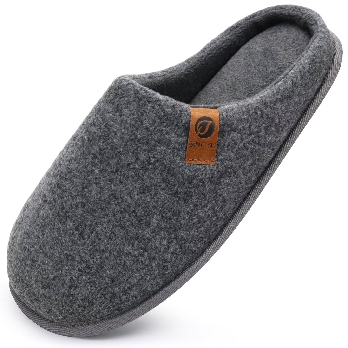 ONCAI Men's House Slippers Memory Foam Cotton-blend Slip-On Pantuflas Hombres Warm Cozy Scuff Home Bedroom Shoes Indoor/Outdoor Washable Rubber Soles