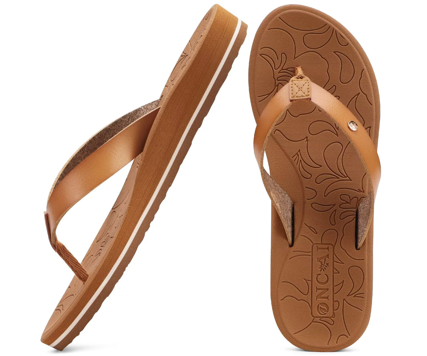 ONCAI Women's Flip Flops with Rhinestone, Arch Support Yoga Mat Comfort Walking Summer Beach Thong Sandals with Orthopedic Plantar Fasciitis Rubber Soles
