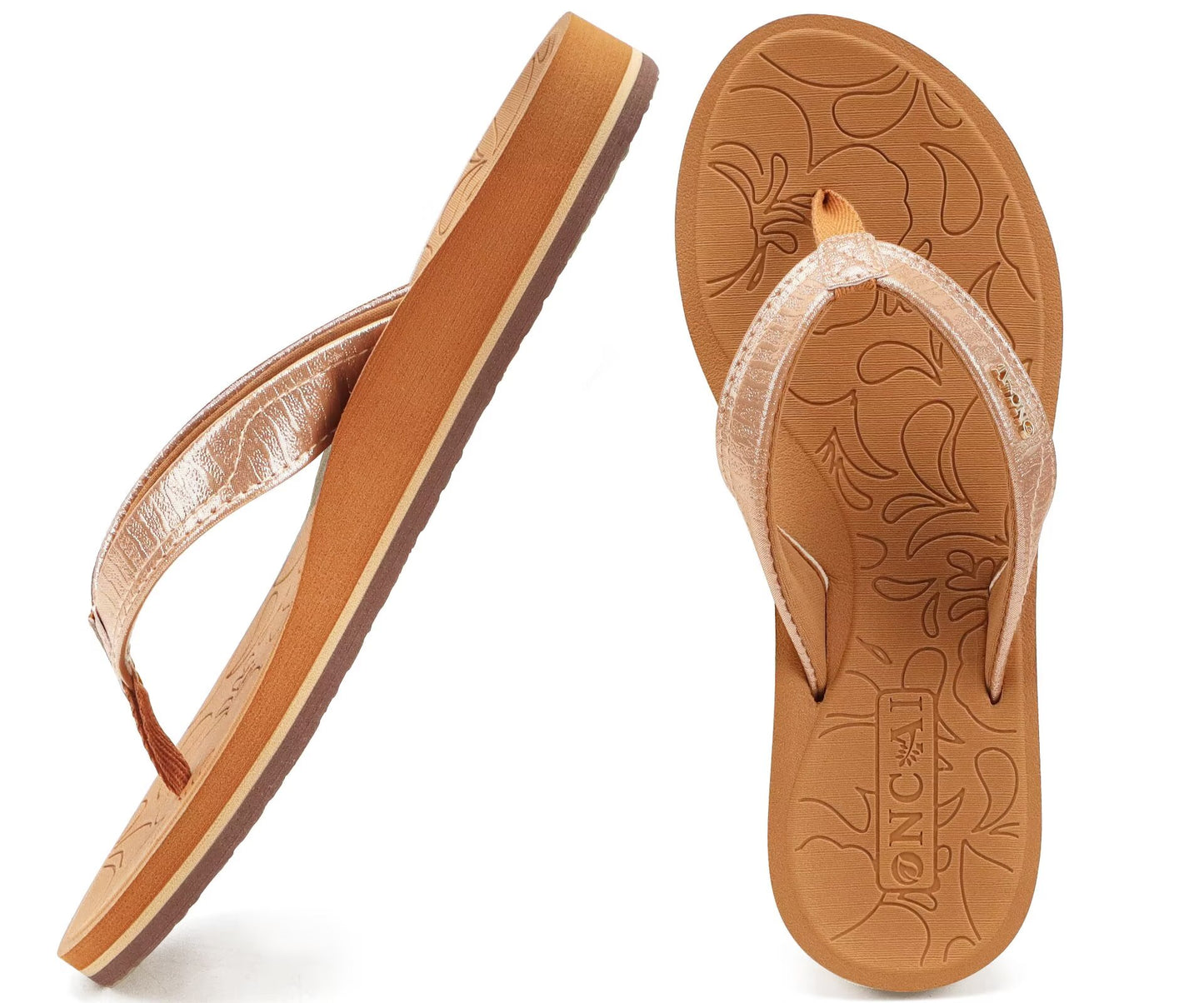 ONCAI Women's Flip Flops Comfortable Summer Beach Thong Sandals for Women with Cushion Walking Arch Support Yoga Mat Indoor Outdoor Soles