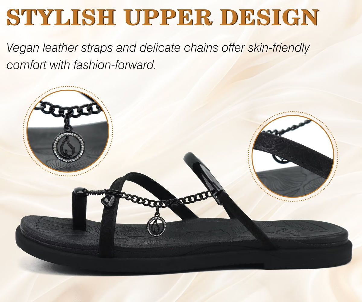 ONCAI Women's Flat Sandals Toe-loop Strappy Square Open Toe Slip on Fashion Dressy Slide Sandal for Woman 2026 Summer Casual Comfortable Beach Lightweight Outdoor Slides Shoes