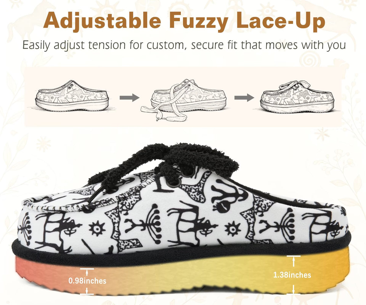 ONCAI Womens Slippers Memory Foam Cozy Fleece Winter Warm House Shoes Fluffy Polar Plush Lace Up Mule Non Slip Indoor Outdoor Thick Rubber Sole US 5-12