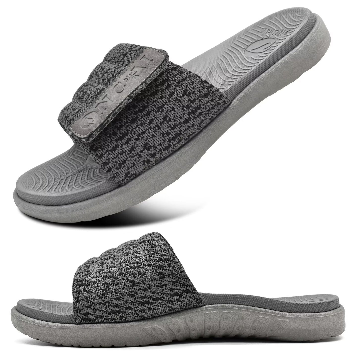 ONCAI Mens Slide Sandals Open Toe Athletic Adjustable Straps Orthotic Plantar Fasciitis Sport Sandals with Soft Comfy Arch Support Footbed Size 7.5-15