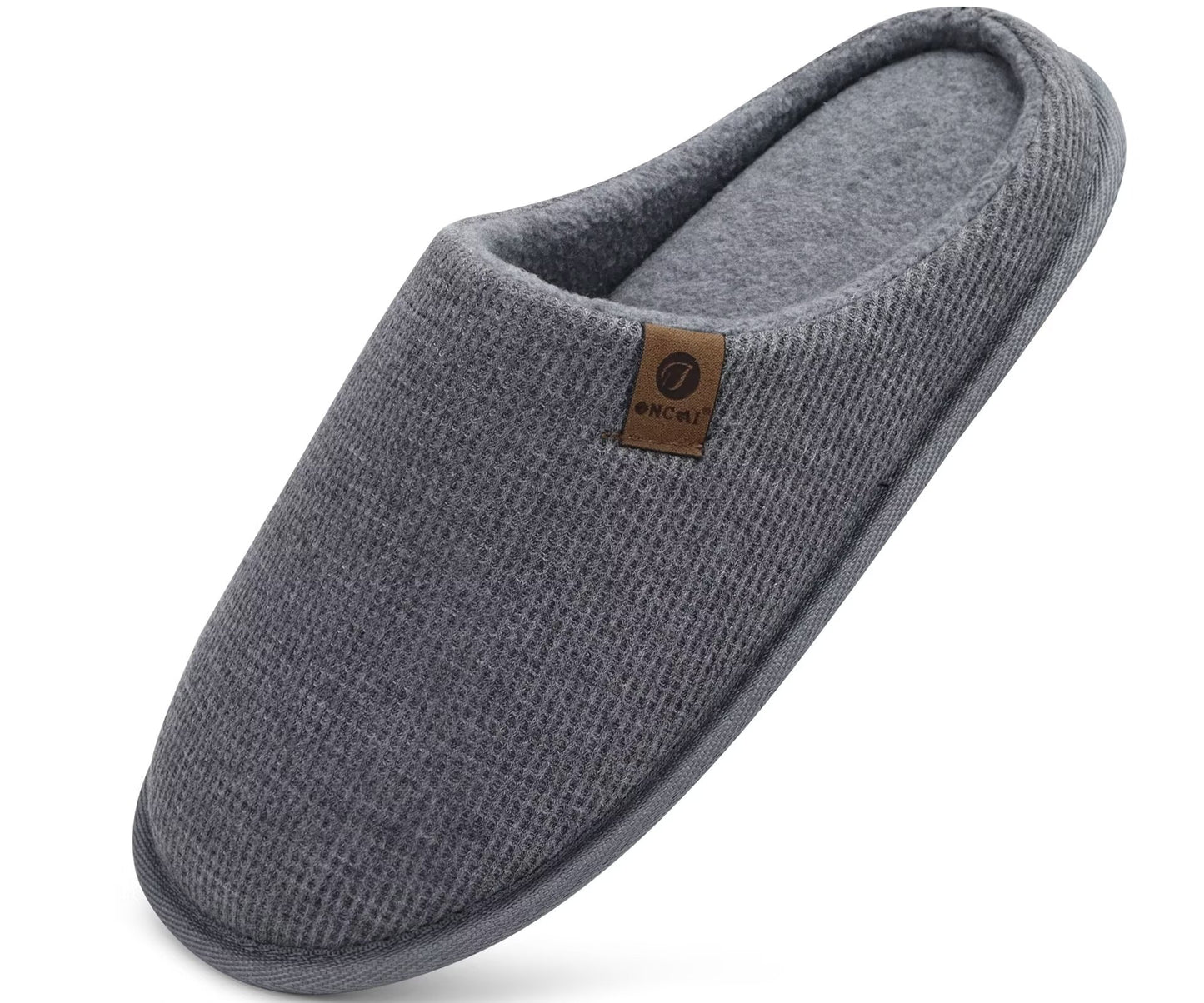 ONCAI Men's House Slippers, Cushion Memory Foam Shake Fleece and Man House Shoes with Faux Fur Lining and Indoor Outdoor Rubber Soles US Size 7-15