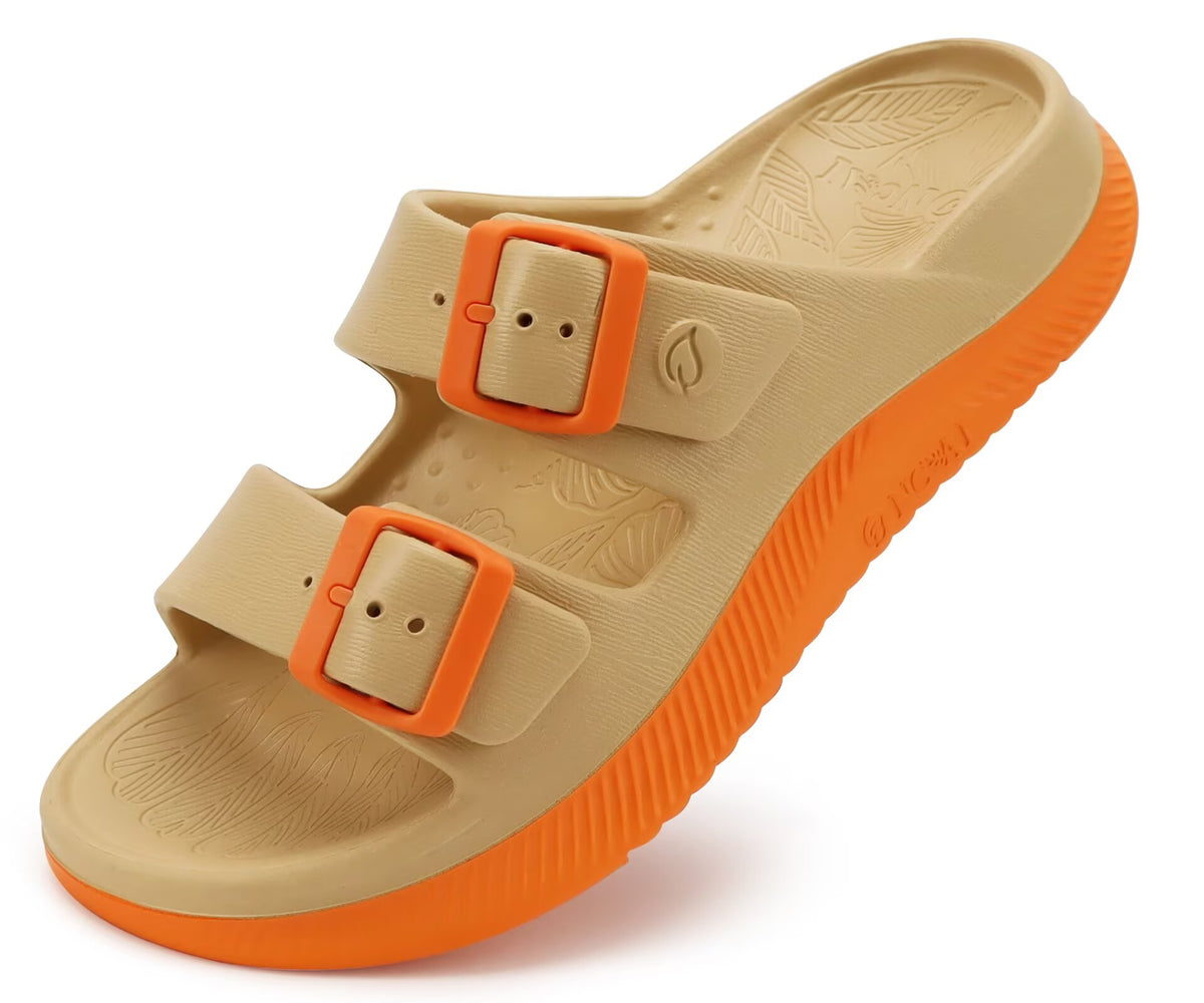 ONCAI Womens Recovery Sandals with Arch Support Plantar Fasciitis Orthotic Adjustable Buckle Open Toe Thick Cushion Outdoor Girls Sport Slides Athletic Summer Comfortable Rubber Soles Size US 6-11