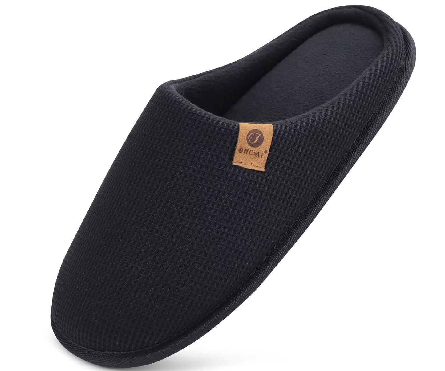 ONCAI Men's House Slippers, Cushion Memory Foam Shake Fleece and Man House Shoes with Faux Fur Lining and Indoor Outdoor Rubber Soles US Size 7-15